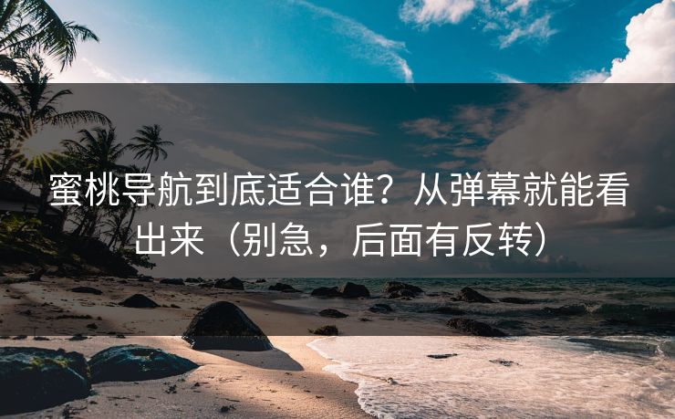 蜜桃导航到底适合谁？从弹幕就能看出来（别急，后面有反转）
