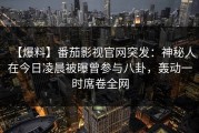 【爆料】番茄影视官网突发：神秘人在今日凌晨被曝曾参与八卦，轰动一时席卷全网