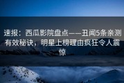 速报：西瓜影院盘点——丑闻5条亲测有效秘诀，明星上榜理由疯狂令人震惊