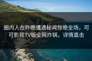 圈内人在昨晚遭遇秘闻惊艳全场，可可影视TV版全网炸锅，详情直击