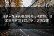 当事人在深夜遭遇内幕无法置信，番茄影视官网全网炸锅，详情发现