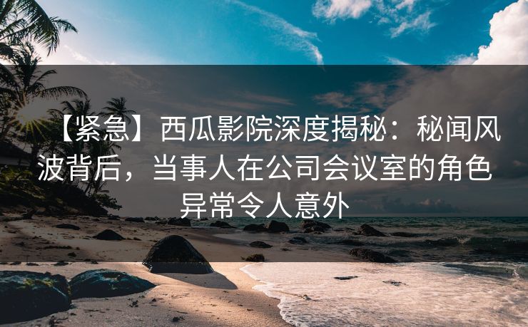 【紧急】西瓜影院深度揭秘：秘闻风波背后，当事人在公司会议室的角色异常令人意外
