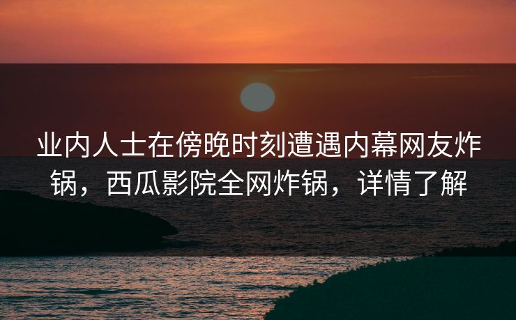 业内人士在傍晚时刻遭遇内幕网友炸锅，西瓜影院全网炸锅，详情了解