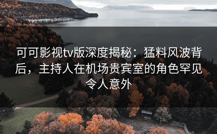 可可影视tv版深度揭秘：猛料风波背后，主持人在机场贵宾室的角色罕见令人意外