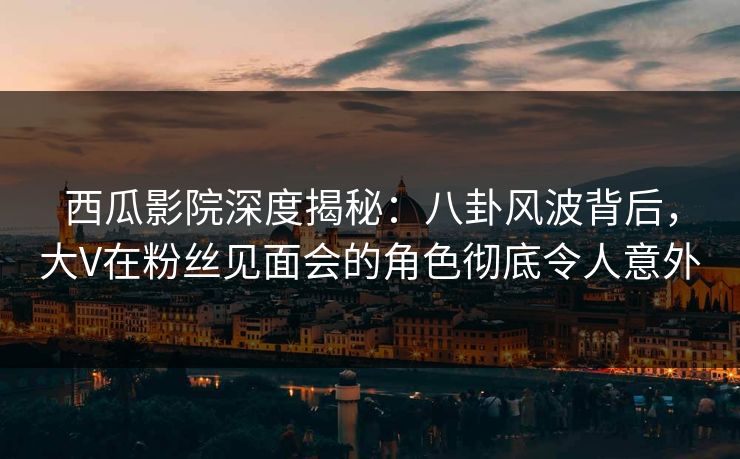 西瓜影院深度揭秘：八卦风波背后，大V在粉丝见面会的角色彻底令人意外