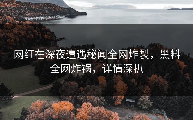 网红在深夜遭遇秘闻全网炸裂，黑料全网炸锅，详情深扒